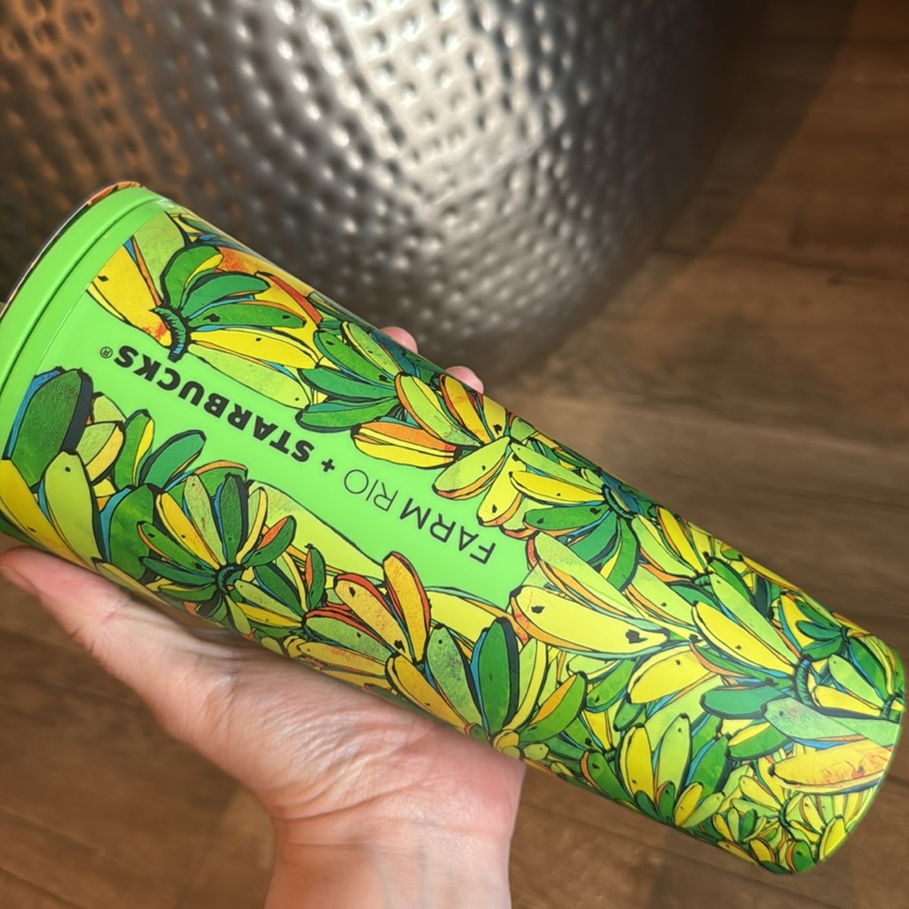 Starbucks + Farm Rio Summer 2025 Yellow Green Banana Cup Tumbler Straw Topper - Picture 5 of 5